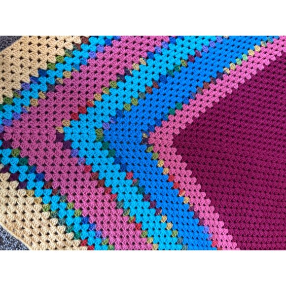 Handmade Afghan Crocheted Blanket lap or throw Colorful Square - Picture 5 of 7